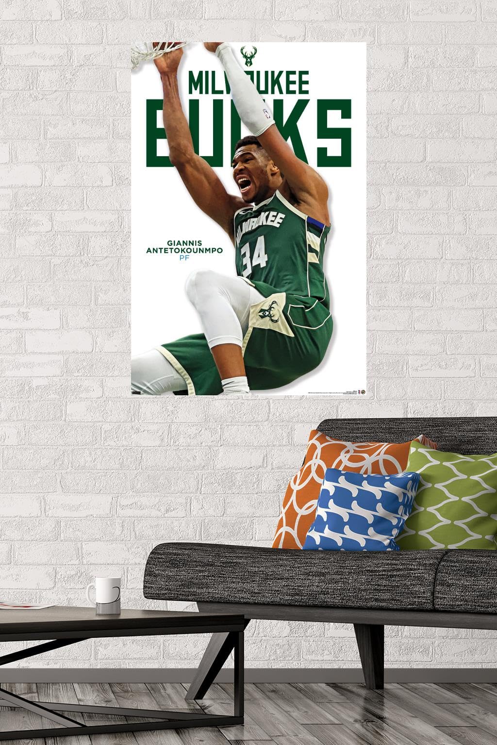 NBA Milwaukee Bucks Giannis Antetokounmpo Feature Series 24 Wall Poster - Premium Basketball Decor for Fans, Sports Room & Game Day Party