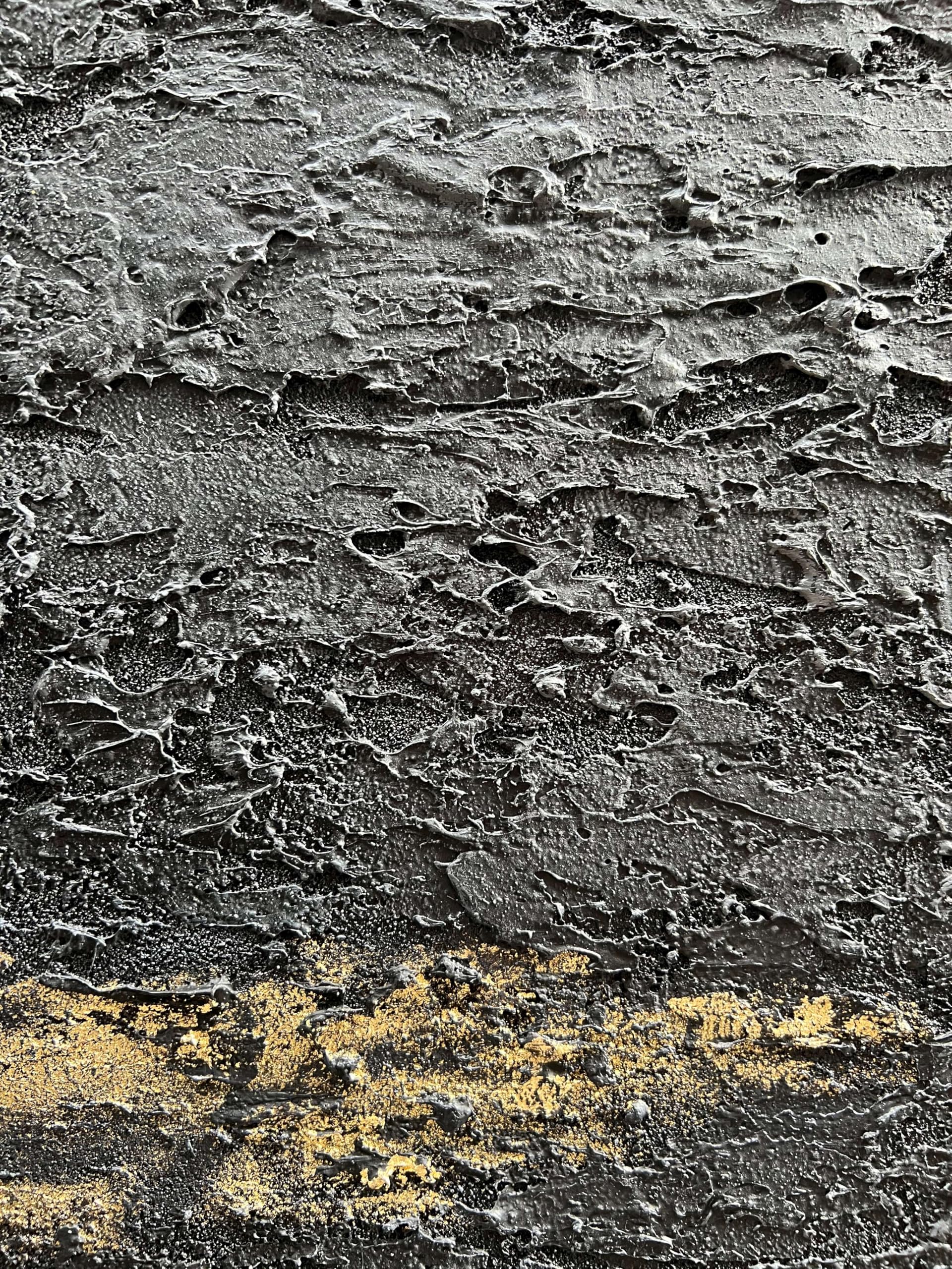 Hand Painted 36x24 Inch Black and Gold Abstract Wall Art - Thick Texture Oil Painting for Modern Home Decor | Perfect for Living Room, Bedroom or Office