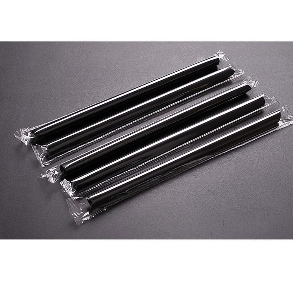 100-200 Pcs Jumbo Smoothie Straws for Boba Bubble Tea - Individually Wrapped, Reusable & Eco-Friendly (100 Pack, Black) - Perfect for Smoothies, Milkshakes, Iced Coffee & Party Drinks