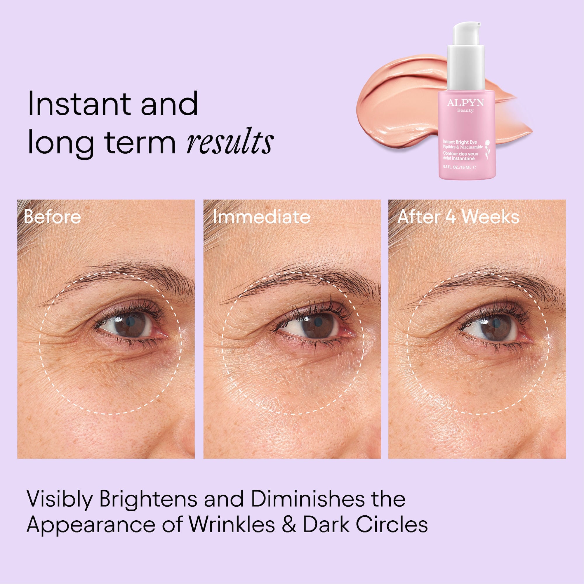 Instant Brightening Eye Cream with Peptides & Niacinamide - Dark Circle Treatment for Puffy Eyes, Anti-Aging & Hydrating - Perfect for Morning & Night Skincare Routine