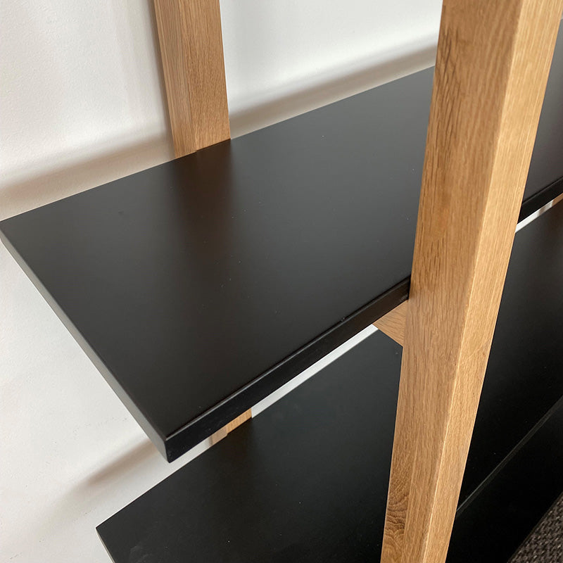 MAREN 110cm Display Unit - Natural & Black Wooden Shelf for Living Room, Bedroom, or Office Storage & Organization