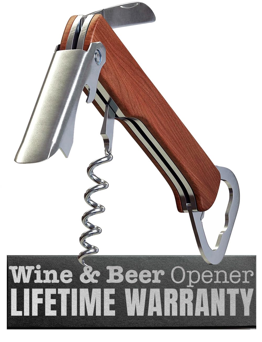 Professional Stainless Steel Bottle Opener & Beer Corkscrew - Heavy Duty Bar Tool for Bartenders, Home Use, Parties & Outdoor Adventures