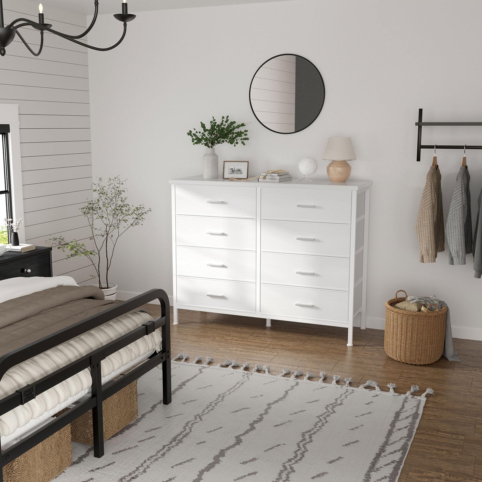 Modern White 8-Drawer Dresser for Bedroom - Wide Dresser TV Stand for 50