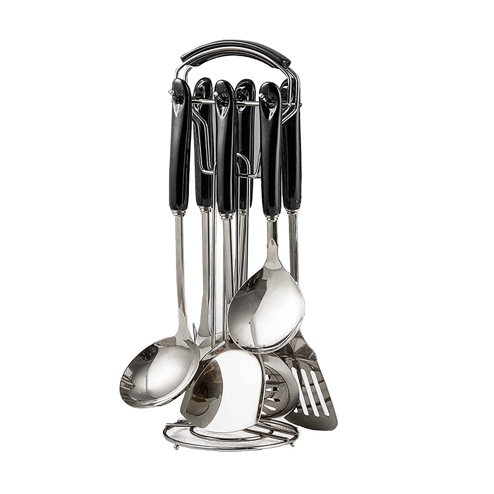 7-Piece Kitchen Utensil Set - Heat Resistant & Non-Stick Cooking Tools with Stand - Stainless Steel Spatulas, Spoons for Baking & Cooking - Perfect for Home Chefs & Kitchen Enthusiasts (Color: Black) - Ideal for Meal Prep, Baking Cookies, and Everyday Cooking