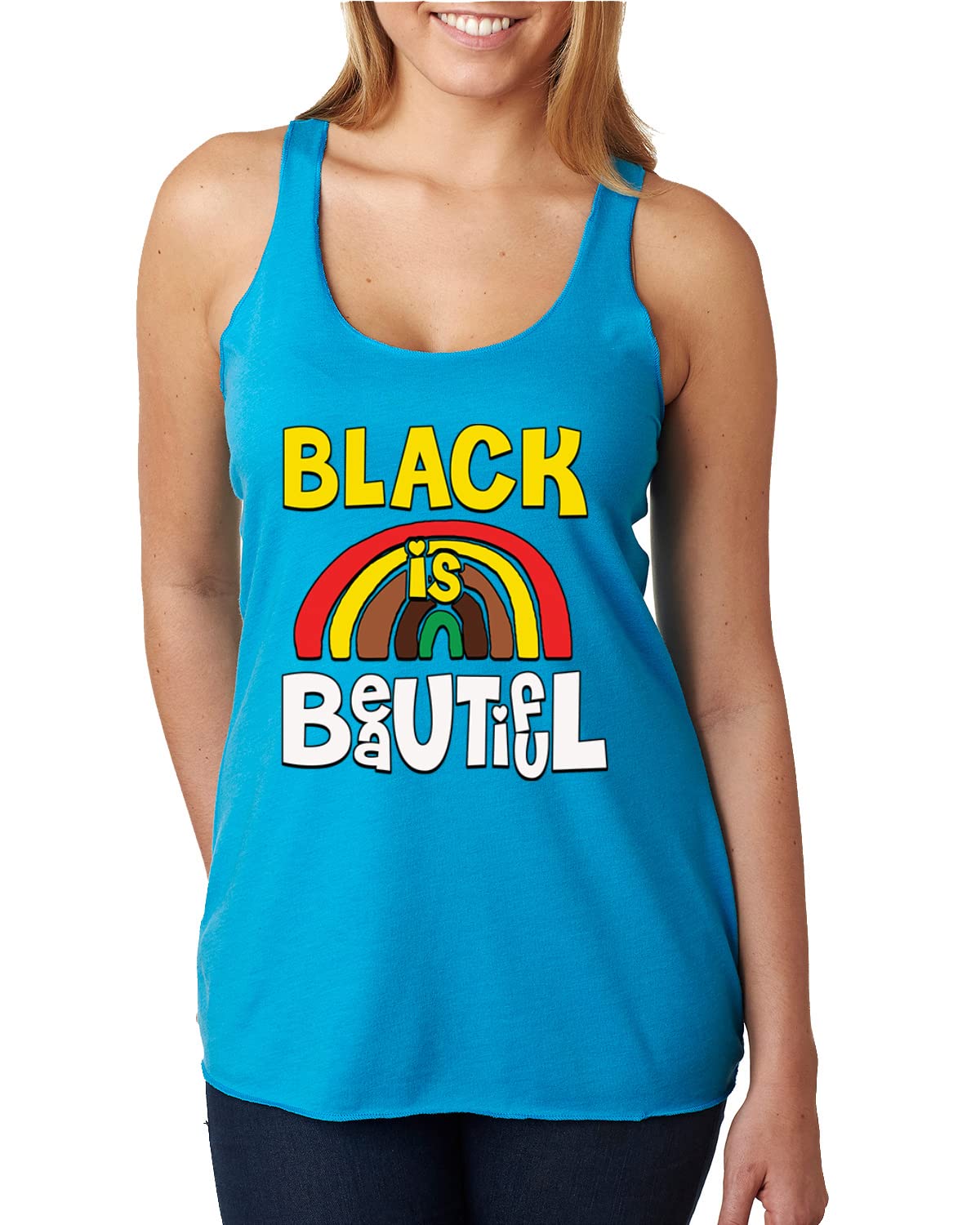 Black is Beautiful Black Pride Tri-Blend Racerback Tank Top - Soft & Comfortable Women's Workout Top for Gym, Yoga & Casual Wear