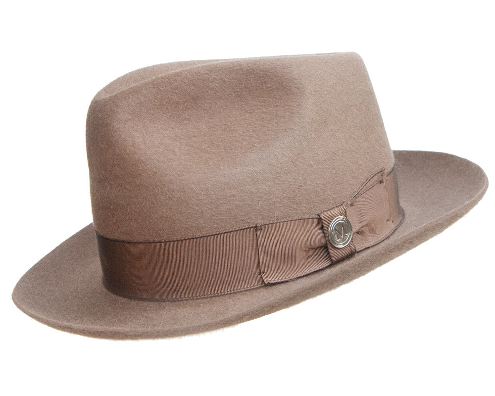 Magill 'Belfast' Chestnut Fur Felt Fedora Hat for Men - Classic Vintage Style for Outdoor Events, Weddings & Fashion
