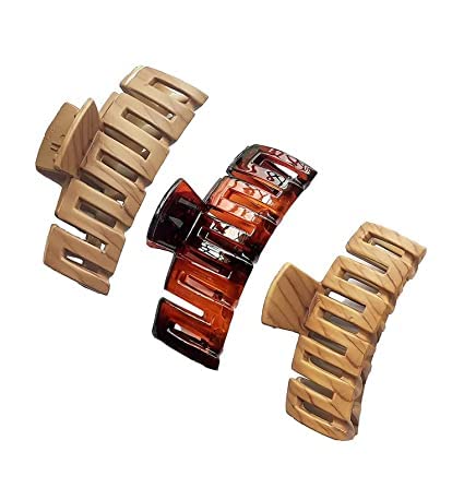 Delush Design Multi-Color Acrylic No-Slip Grip Hair Clips for Women & Girls - Trendy Hair Clutch & Hair Claw (Pack of 3) - Perfect for School, Work, Parties & Everyday Styling