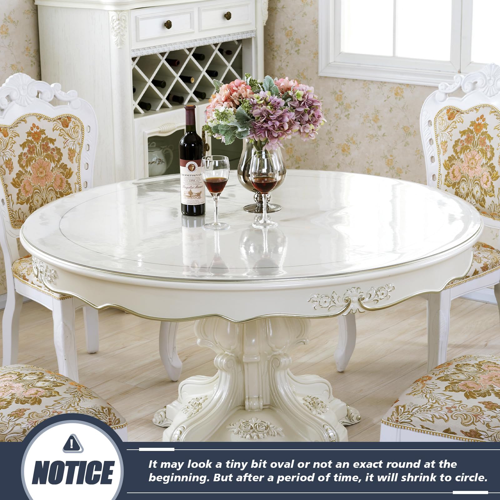 LovePads 1.5mm Thick Clear Round Table Cover Protector - 70 Inch PVC Plastic Tablecloth for Dining Room, Kitchen, Party & Outdoor Use - Waterproof, Scratch-Resistant Round Table Pad for Home & Restaurant Decor