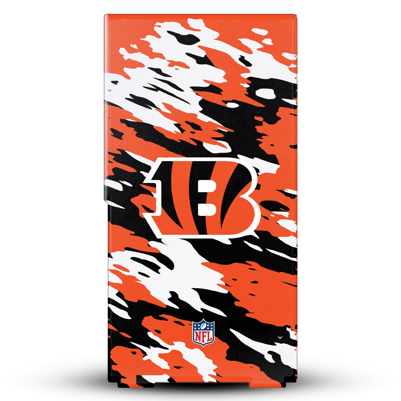 Official NFL Cincinnati Bengals Camo Gaming Console Skin Wrap Compatible with Xbox Series X - Perfect for Game Room Decor and Fan Gifts