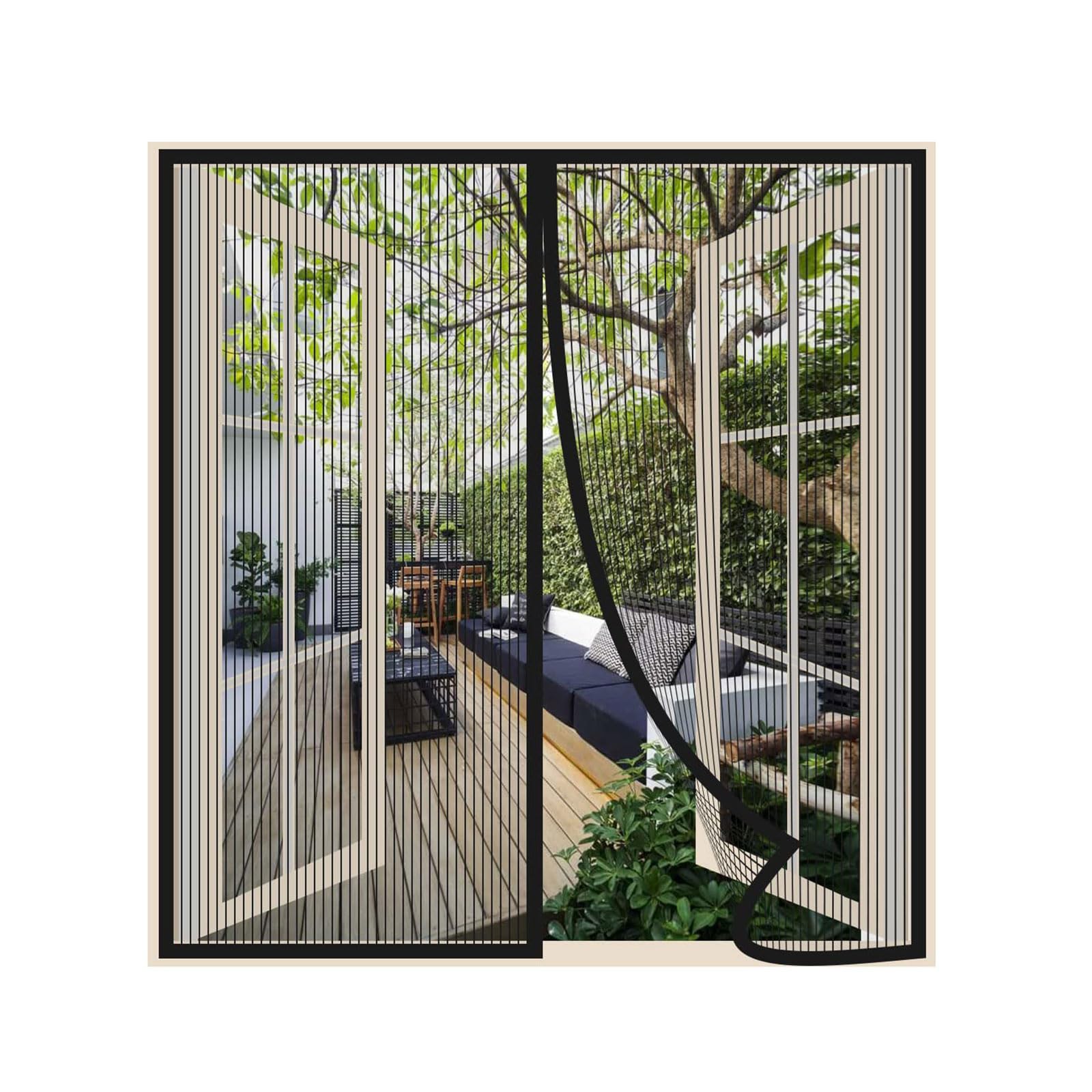 Magnetic Window Screen 72x62 Inch - Black Mosquito Net for Doors & Windows | Keep Bugs Out | Easy Installation