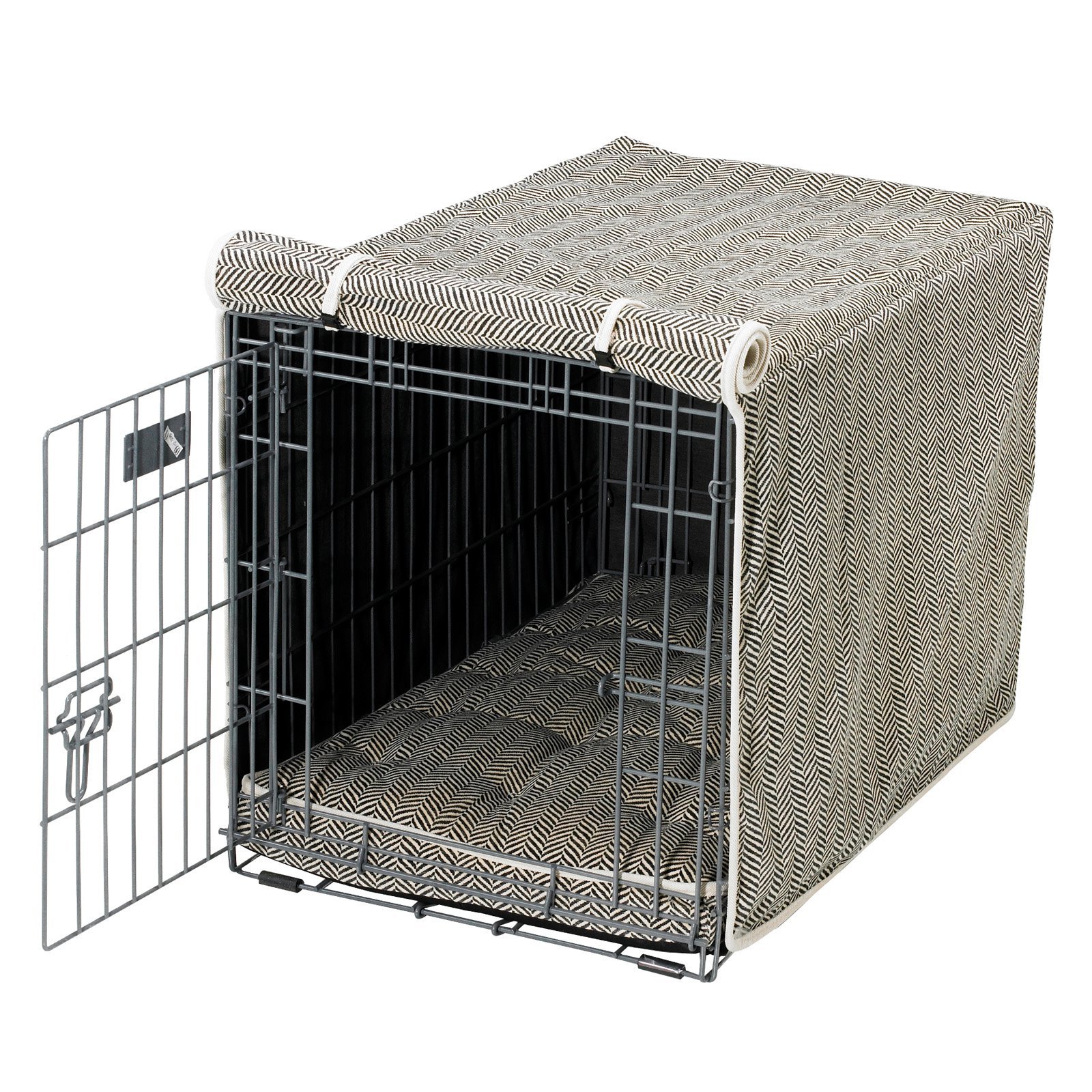 Luxury Dog Crate Cover for Small Dogs - Soft Herringbone Fabric - Perfect for Pet Beds, Travel & Home Decor
