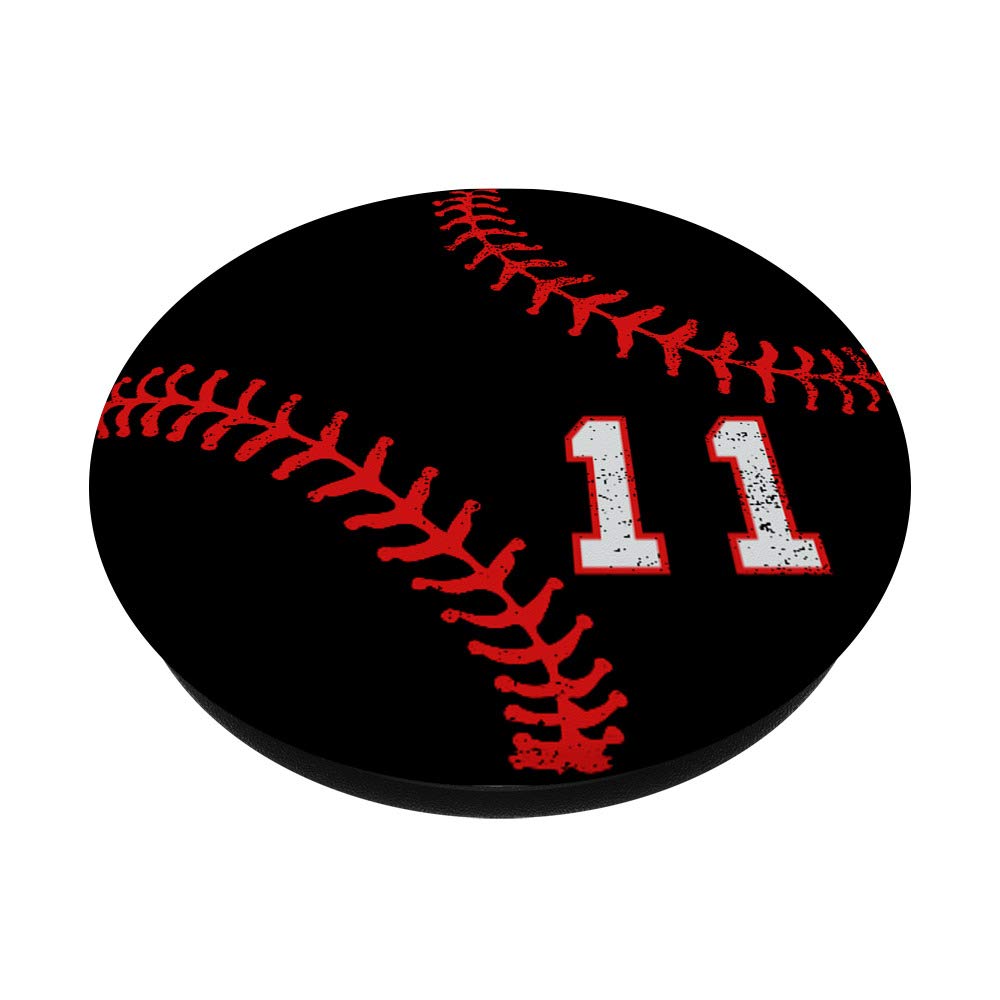 Red and Black Baseball Number 11 Phone Stand - Perfect for Baseball Fans, Office Desk & Home Decor