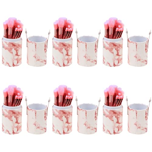 FRCOLOR 6-Piece Makeup Brush Set - Professional Cosmetic Face Brushes with Marble Storage Case | Perfect for Foundation, Blending, Contouring & Everyday Makeup Application