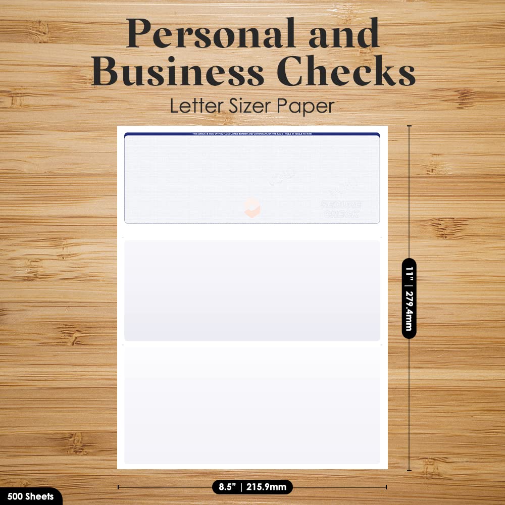 ABC Computer Checks Compatible with QuickBooks – 500 Linen Blue Sheets for Checks on Top | Perfect for Small Business Accounting & Office Use
