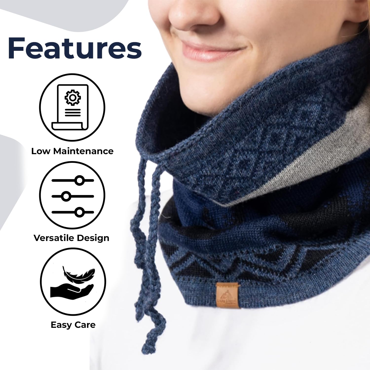 Soft Baby Alpaca Wool Winter Hat & Neck Warmer - Warm Knitted Beanie for Women & Men - Unisex Snow Mountain Ski Hat - Stylish Thermal Headwear for Cold Weather - Perfect Gift for Her - Ideal for Skiing, Hiking & Outdoor Adventures