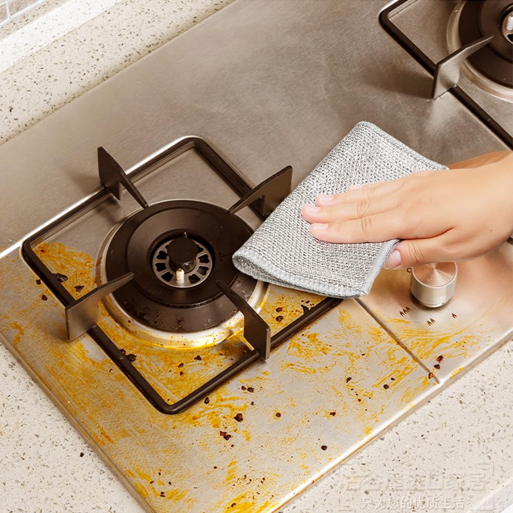 Premium Metal Wire Dish Cloth - Non-Scratch Scrubber for Dishes & Sinks (5-Pack) - Kitchen Cleaning Essential
