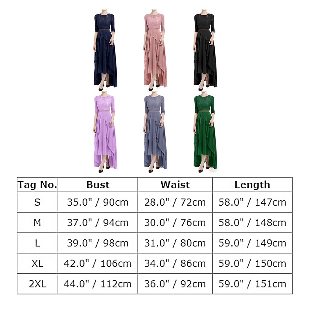 Elegant Chiffon Lace Wedding Dress for Women - Long Evening Gown with 3/4 Sleeves for Prom, Bridal Shower & Formal Occasions