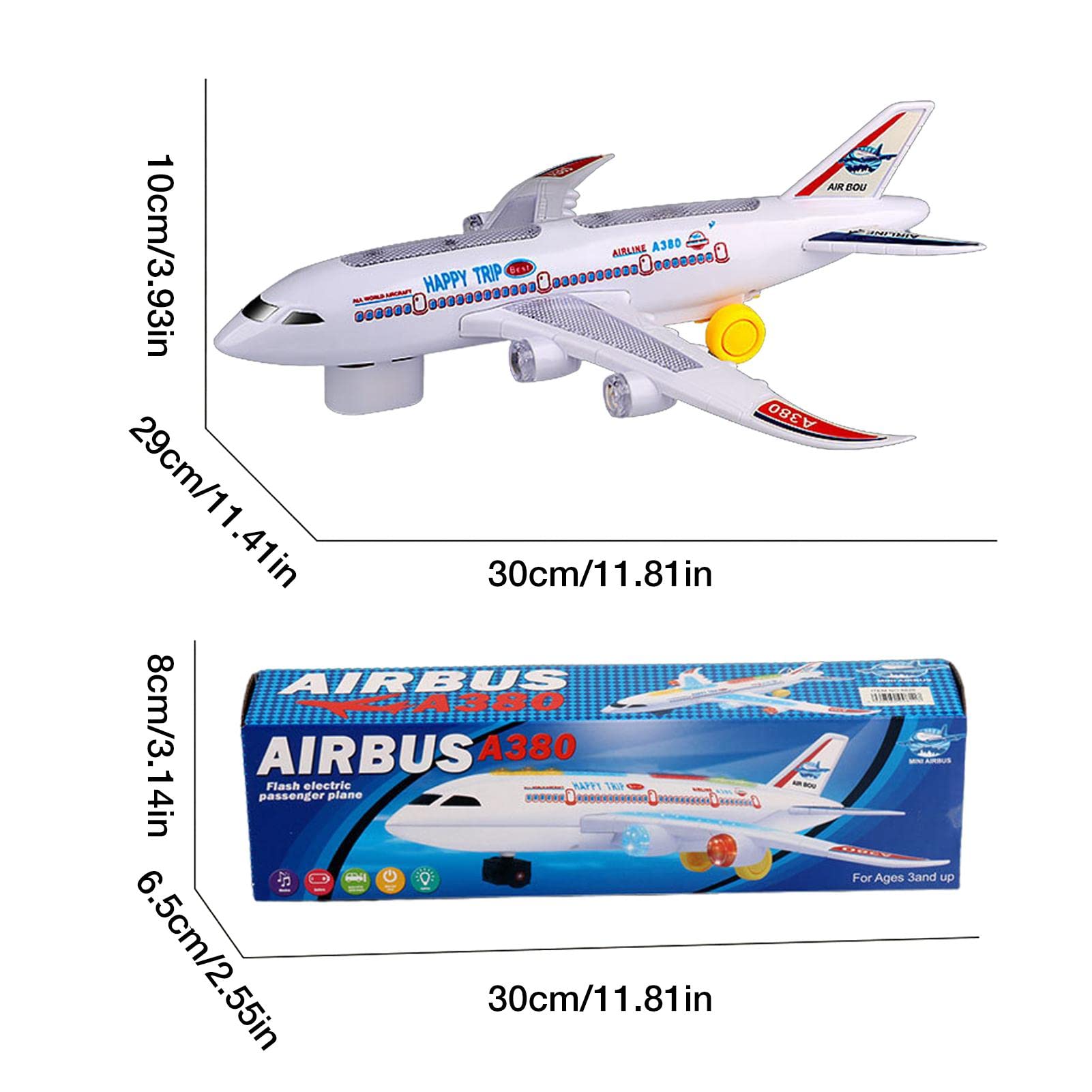 **Airplane Toys for Toddlers - Light Up & Sound Plane with Bump & Go Action, DIY Self-Assembly Toy for Boys & Girls Ages 3+ - Perfect for Pretend Play, Birthday Gifts & Early Learning Fun**