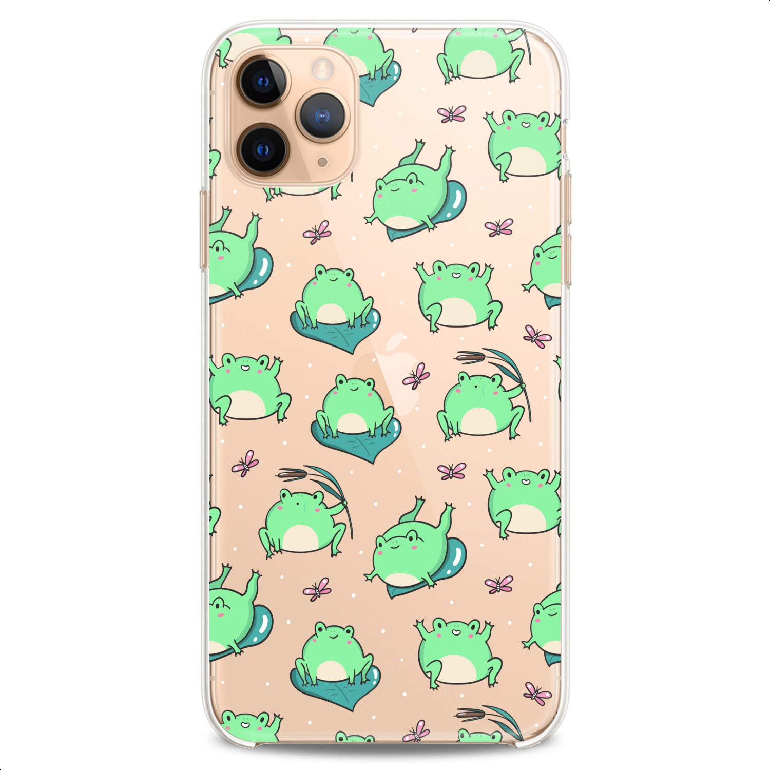 Premium TPU Phone Case for iPhone 16/15/14/13/12/11 Pro Max/Plus/Mini/XS/XR/X/8/7/6/5/SE - Cute Kawaii Frog Pattern Design, Colorful Green Slim Flexible Silicone Protective Cover - Perfect for Kids, Teens & Nature Lovers