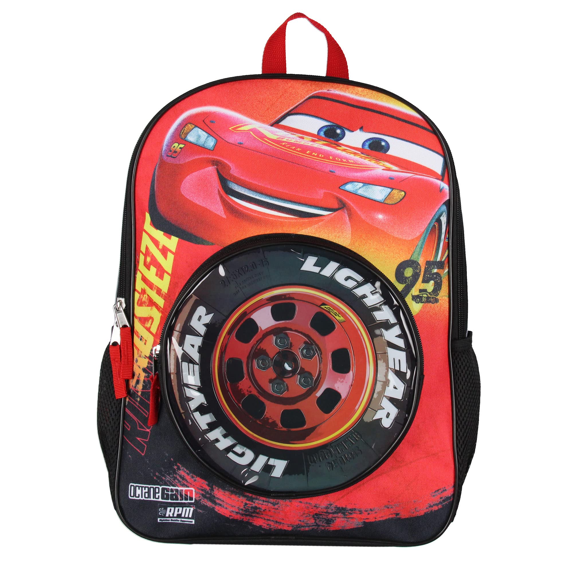 Disney Cars Lightning McQueen 3D Tire Pocket Backpack for Kids - Durable School Backpack, Travel Bag for Boys & Girls - Perfect for School, Travel, and Disney Themed Parties