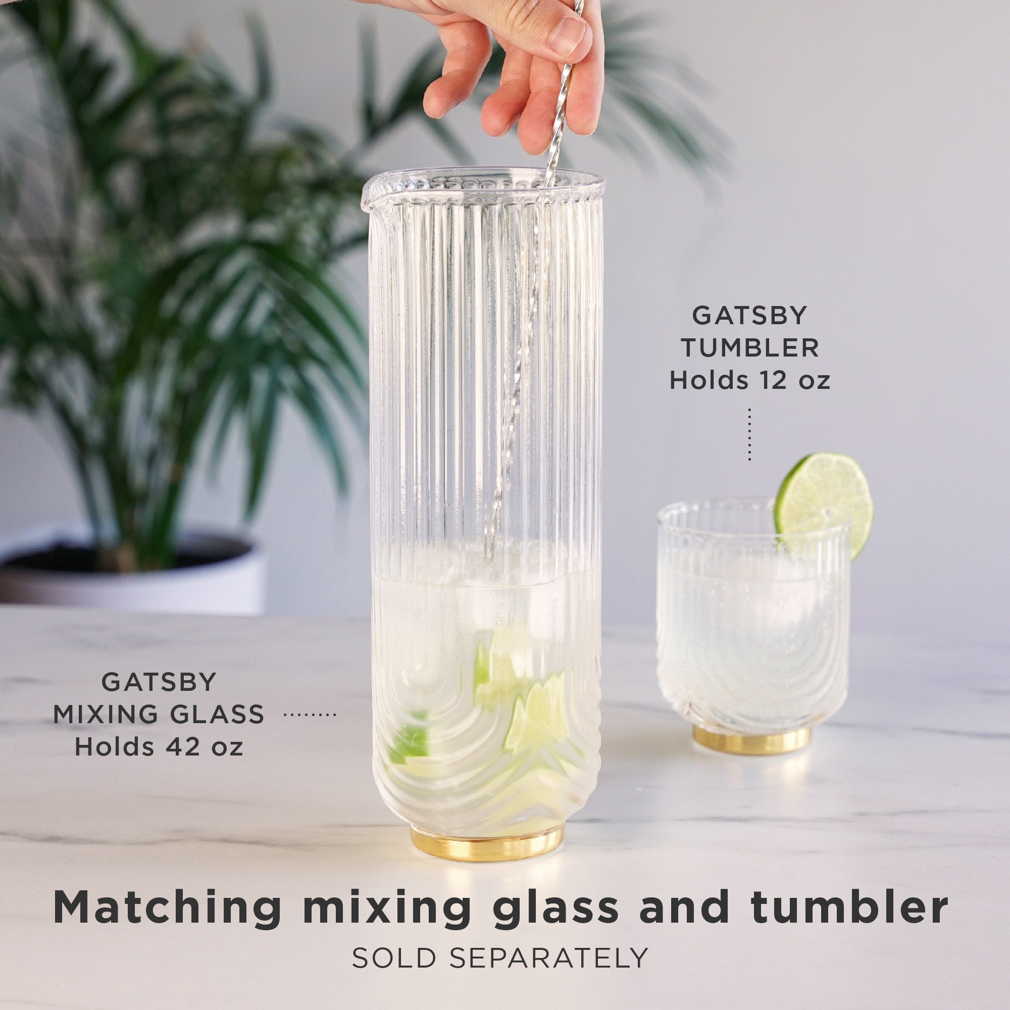 Premium Gatsby Glass Carafe with Elegant Design - 34oz/1L Pitcher for Water, Juice & Iced Tea - Perfect for Home, Office & Entertaining Guests - BPA-Free, Dishwasher Safe Glass Beverage Dispenser