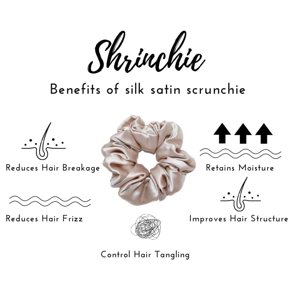Soft Satin Scrunchies for Women & Girls - Set of 5 Hair Ties for Anti Hair Breakage, Gentle Hair Accessories - Perfect Gift for Sister, Mom & Friends - Great for Home, Office, Travel & Everyday Use
