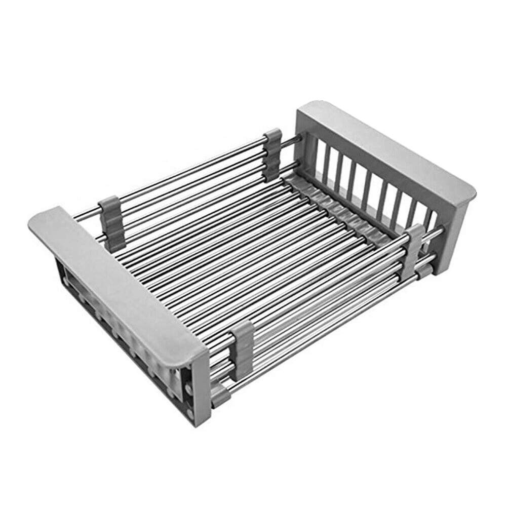 SUBBRY Stainless Steel Dish Drying Rack - Adjustable Expandable Sink Drain Basket for Kitchen Countertop | Space Saving Kitchen Organizer for Dishes, Cups & Utensils | Perfect for Small Apartments & RVs