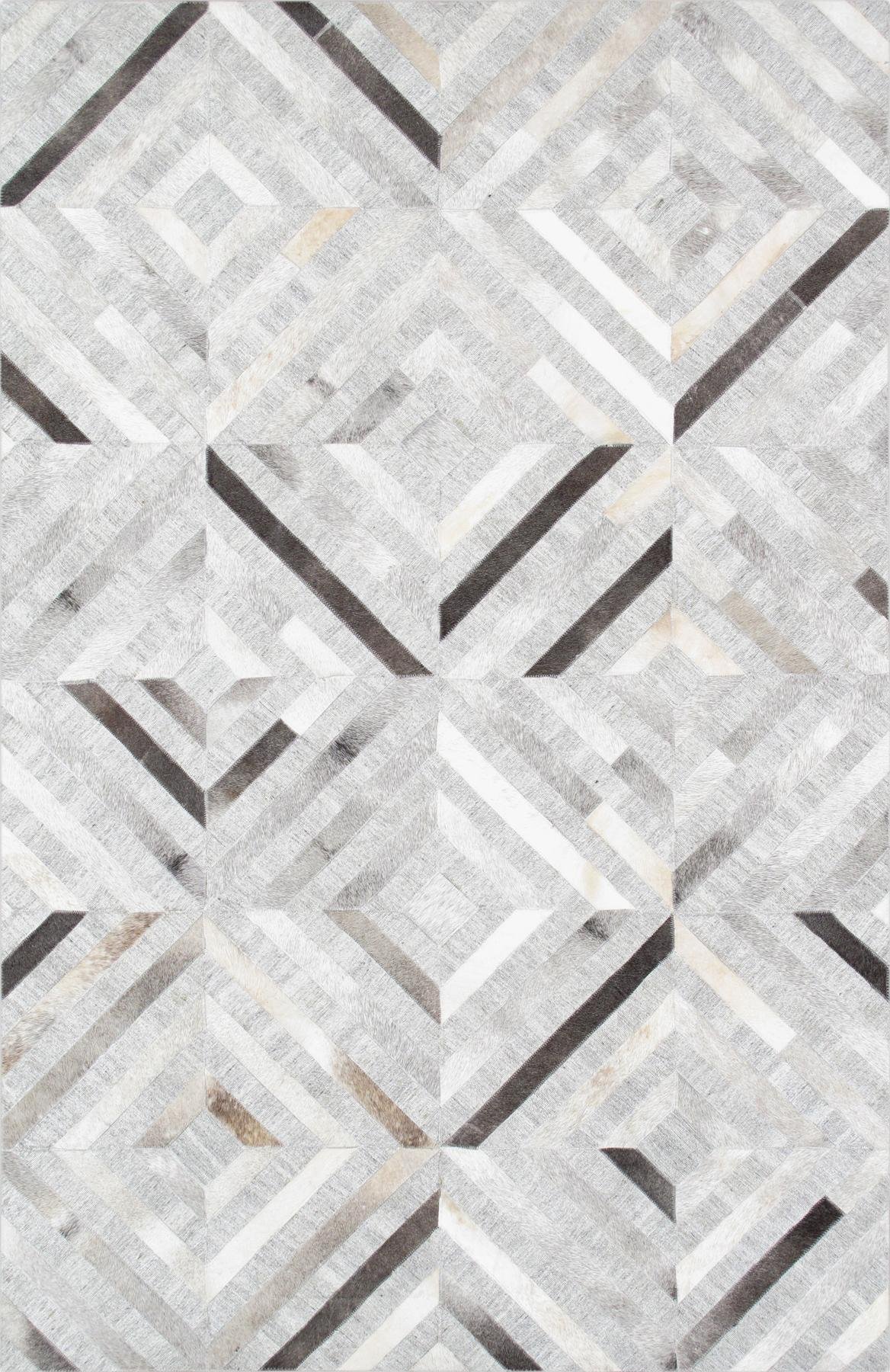 Hand-Woven Pasargad Cowhide Area Rug 4x6 - Natural Leather Floor Mat for Living Room, Bedroom & Office Decor