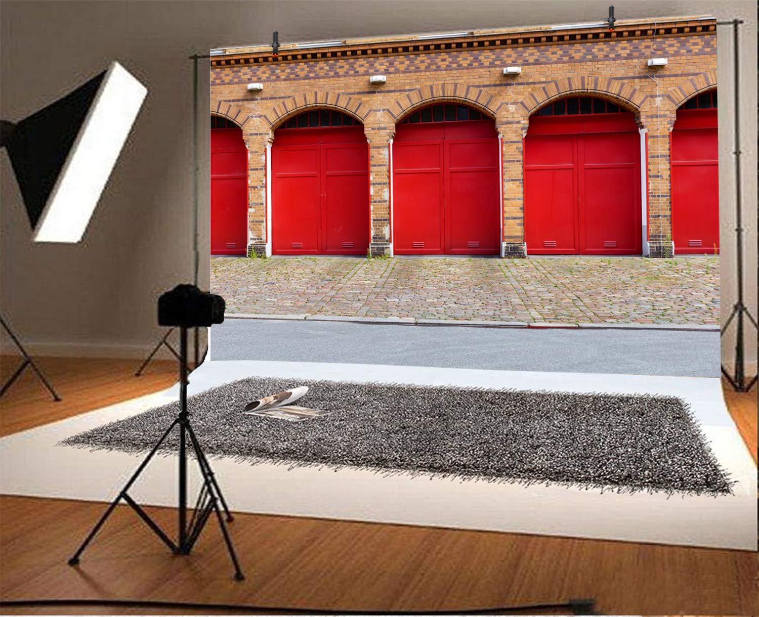 Yeele 7x5ft Fire Department Photography Backdrop - Firefighter Themed Vinyl Studio Background for Kids & Adults Photo Shoots, Travel Photo Booth, Birthday Parties and Fire Safety Events