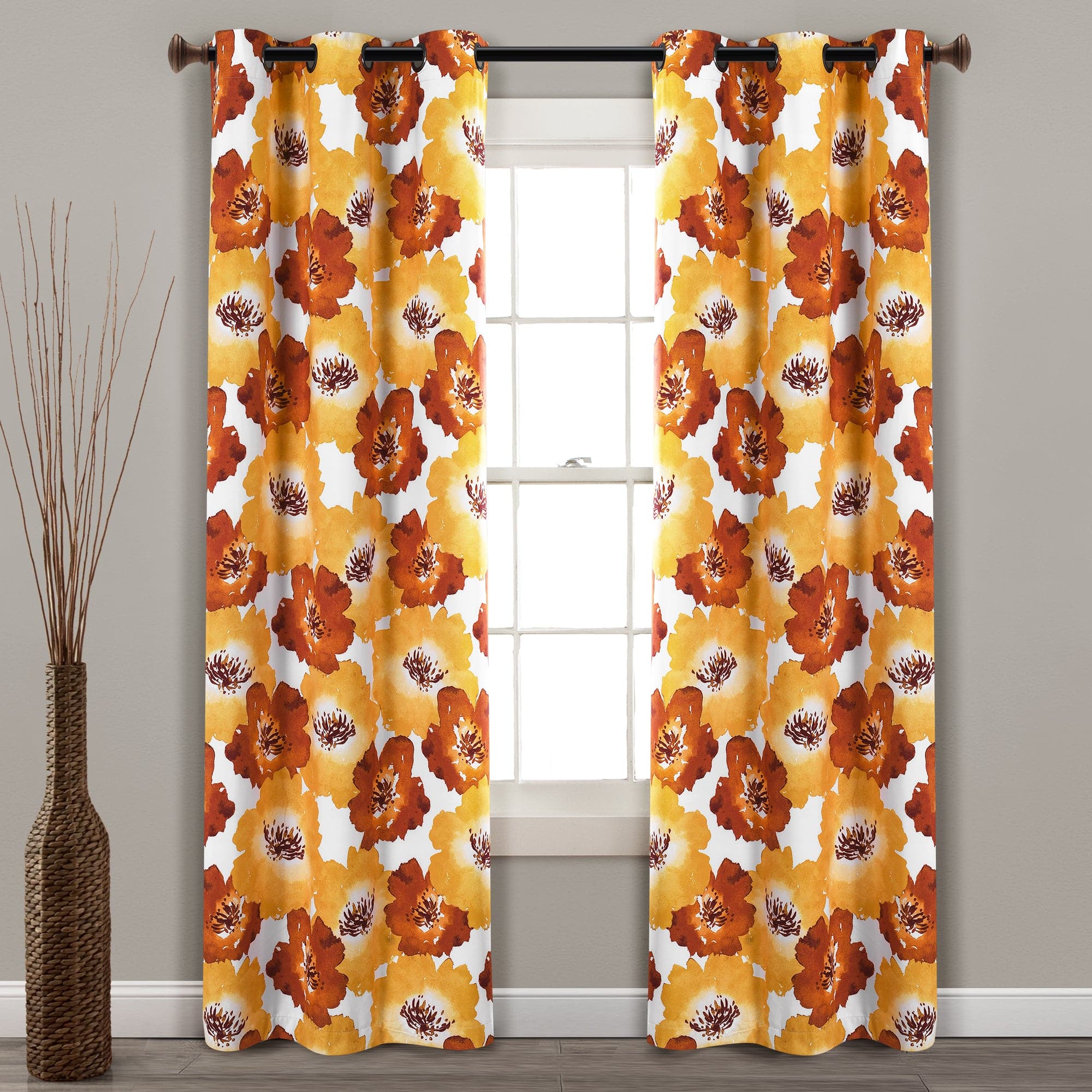 Julie Floral Insulated Blackout Curtains - Thermal Grommet Window Panels for Bedroom & Living Room - Energy Efficient, Noise Reducing, Light Blocking Drapes for Home Decor