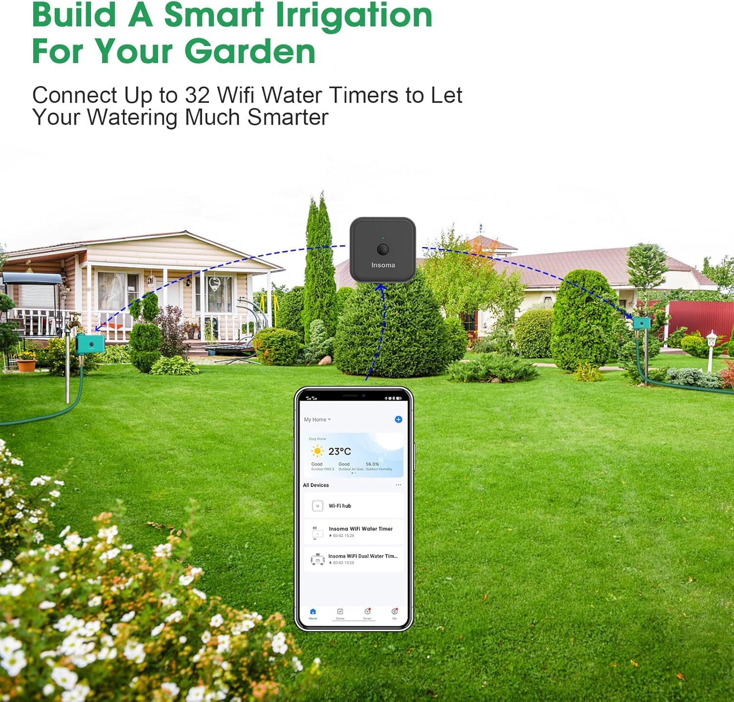 Smart WiFi Water Timer for Outdoor Irrigation - Automatic Lawn & Garden Sprinkler Controller with Green-Brass Inlet (1-Outlet) | Perfect for Yard Care, Drip Systems & Vacation Home Maintenance