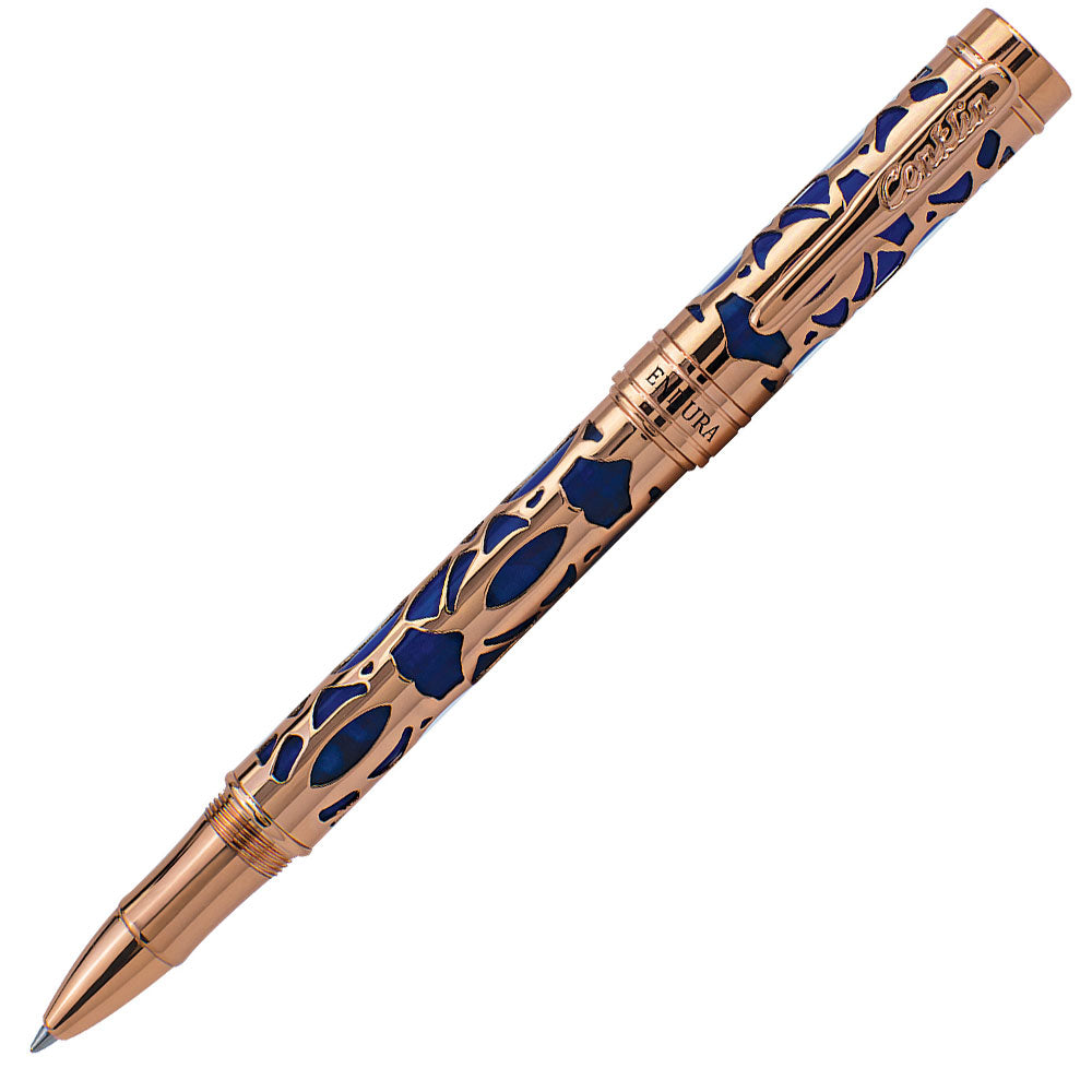 Conklin Endura Deco Crest Rollerball Pen - Premium Blue Fountain Pen for Writing, Journaling & Gift Giving - Elegant Office & Home Use