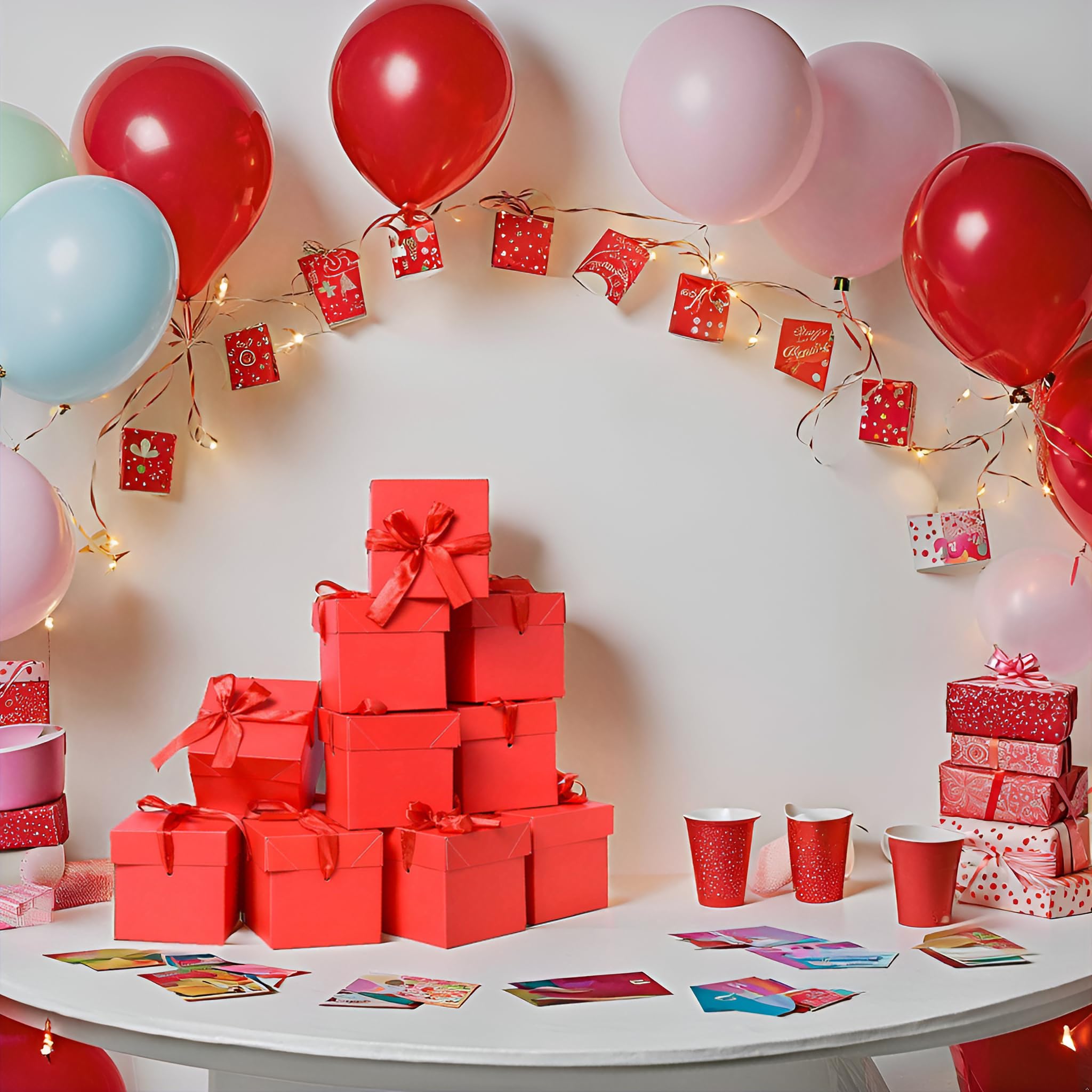 12 Pcs Red Gift Boxes with Lids - Christmas, Wedding, Birthday Favors for Presents & Flower Arrangements