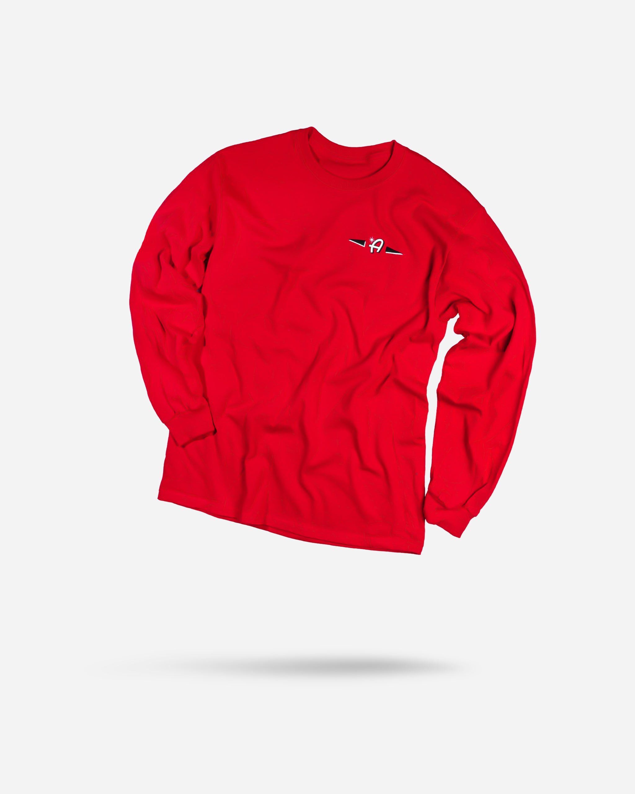Adam's Red Long Sleeve Classic Logo T-Shirt for Men - Comfortable Cotton Crewneck Tee for Casual Wear, Work & Everyday Outfits