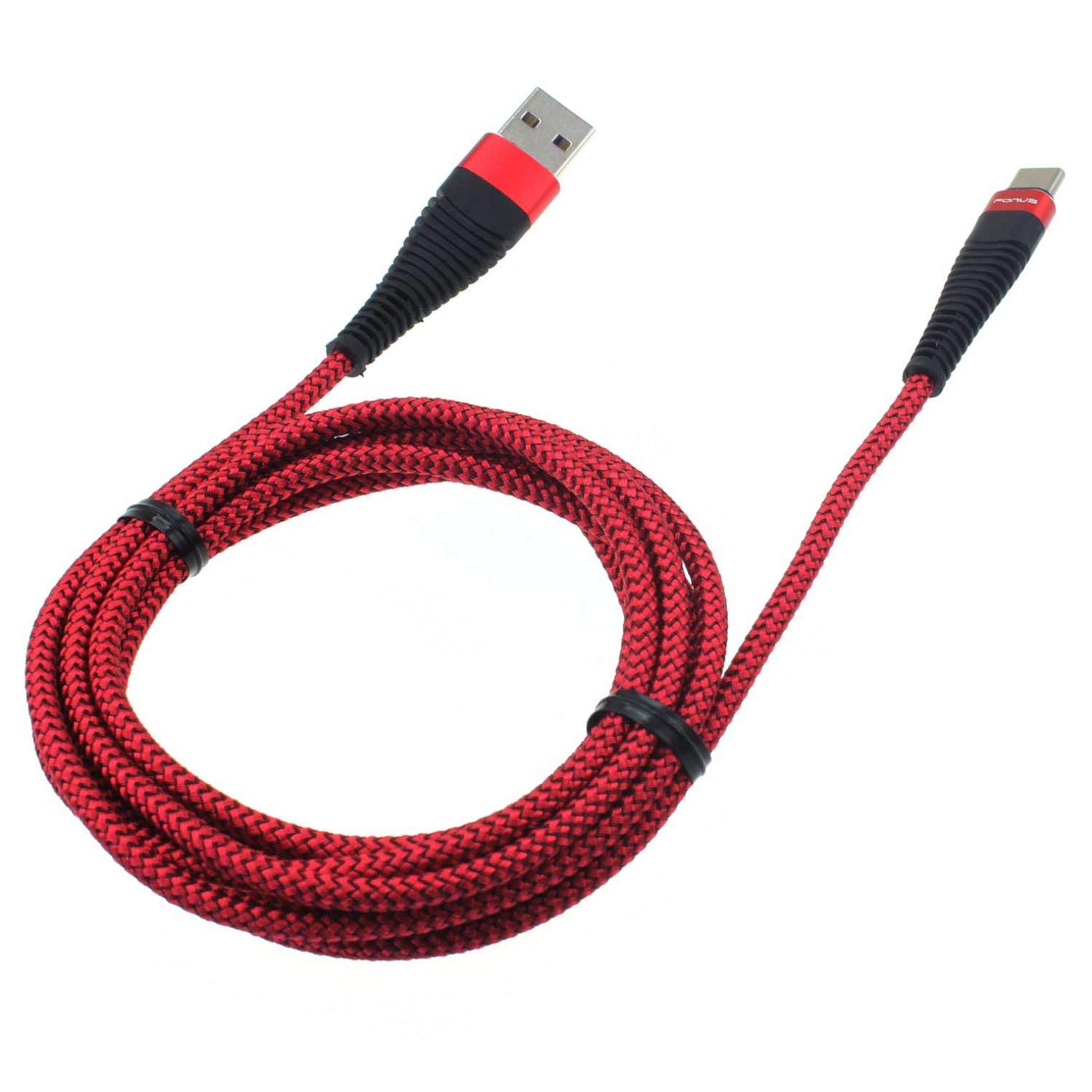 6ft USB Type-C Fast Charging Cable - Red Braided Nylon Cord with High-Speed Sync for OnePlus Nord N100/N10 5G | Durable & Tangle-Free | Perfect for Home, Office & Travel Charging