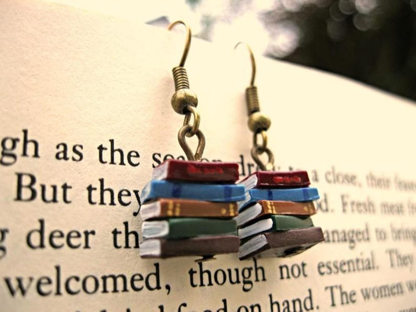 Unique Clay Book Stack Dangle Earrings for Women - Cute Librarian & Teacher Gift for Birthday, Christmas, Holiday - Perfect for Book Lovers, Students & Educators