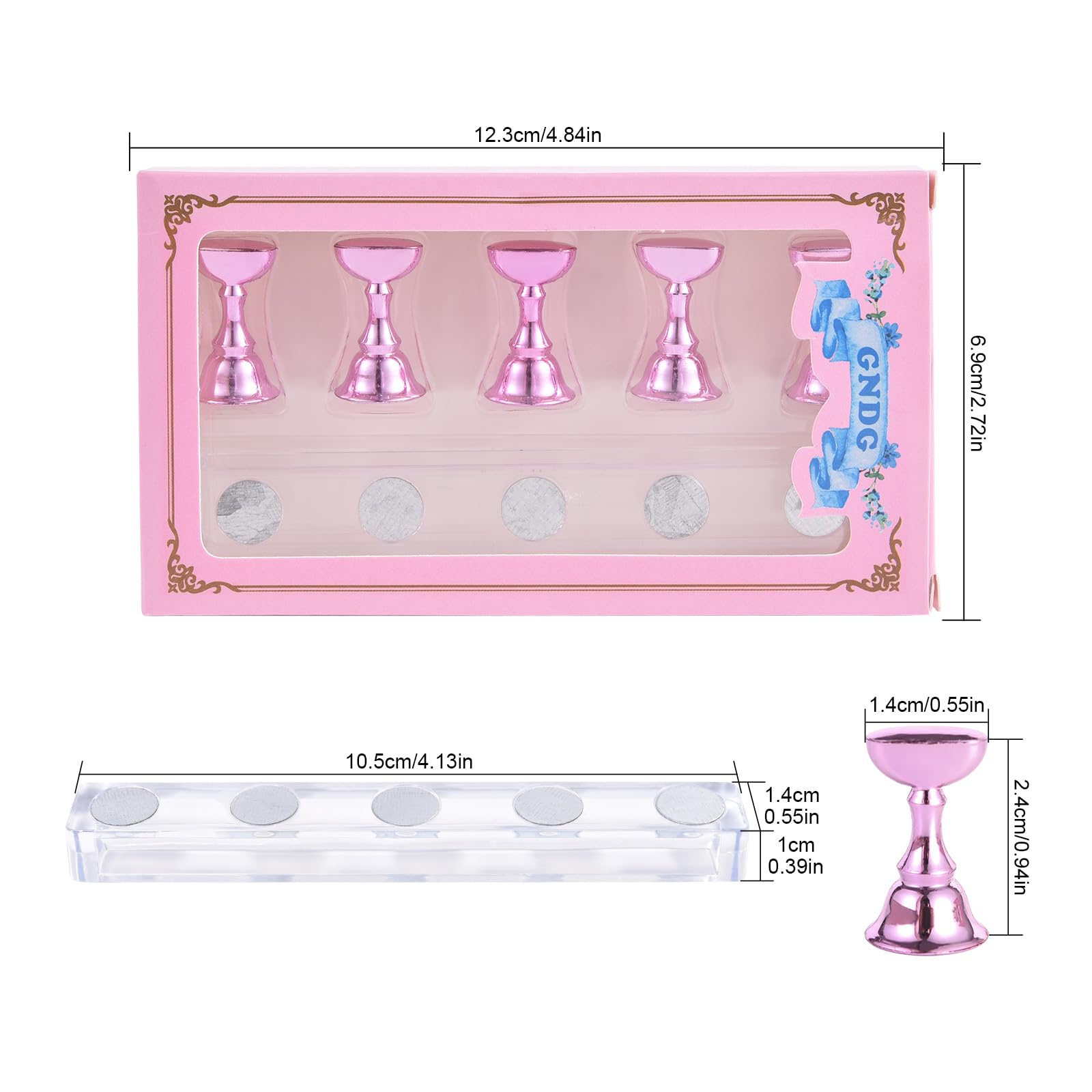2 Pack Magnetic Nail Stand for Press On Nails - Fake Nail Tips Holder for Nail Art Practice, DIY Display & Salon Use - Purple Nail Stand for Home, Travel & Professional Nail Artists