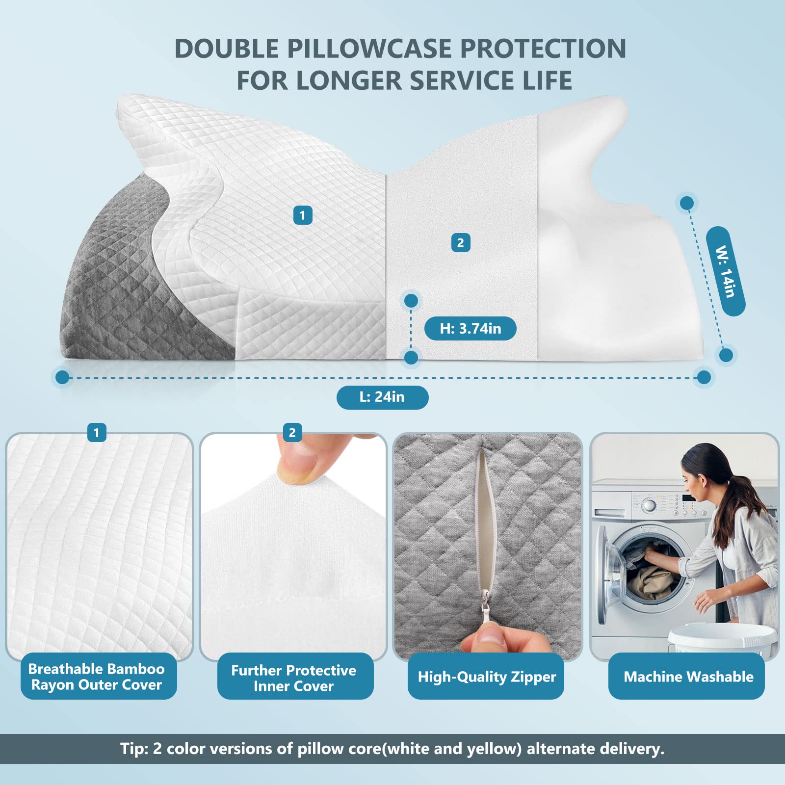 ZAMAT Adjustable Cervical Memory Foam Pillow for Neck Pain Relief - Orthopedic Bed Pillow for Side, Back & Stomach Sleepers - Ergonomic Support for Better Sleep & Posture - Perfect for Home, Travel & Office Use