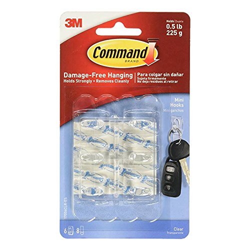 Command Clear Hooks Strips - Plastic Mini Hooks (6 Hooks, Pack of 4) - Damage-Free Hanging for Photos, Keys & Decor in Home, Office & Dorm