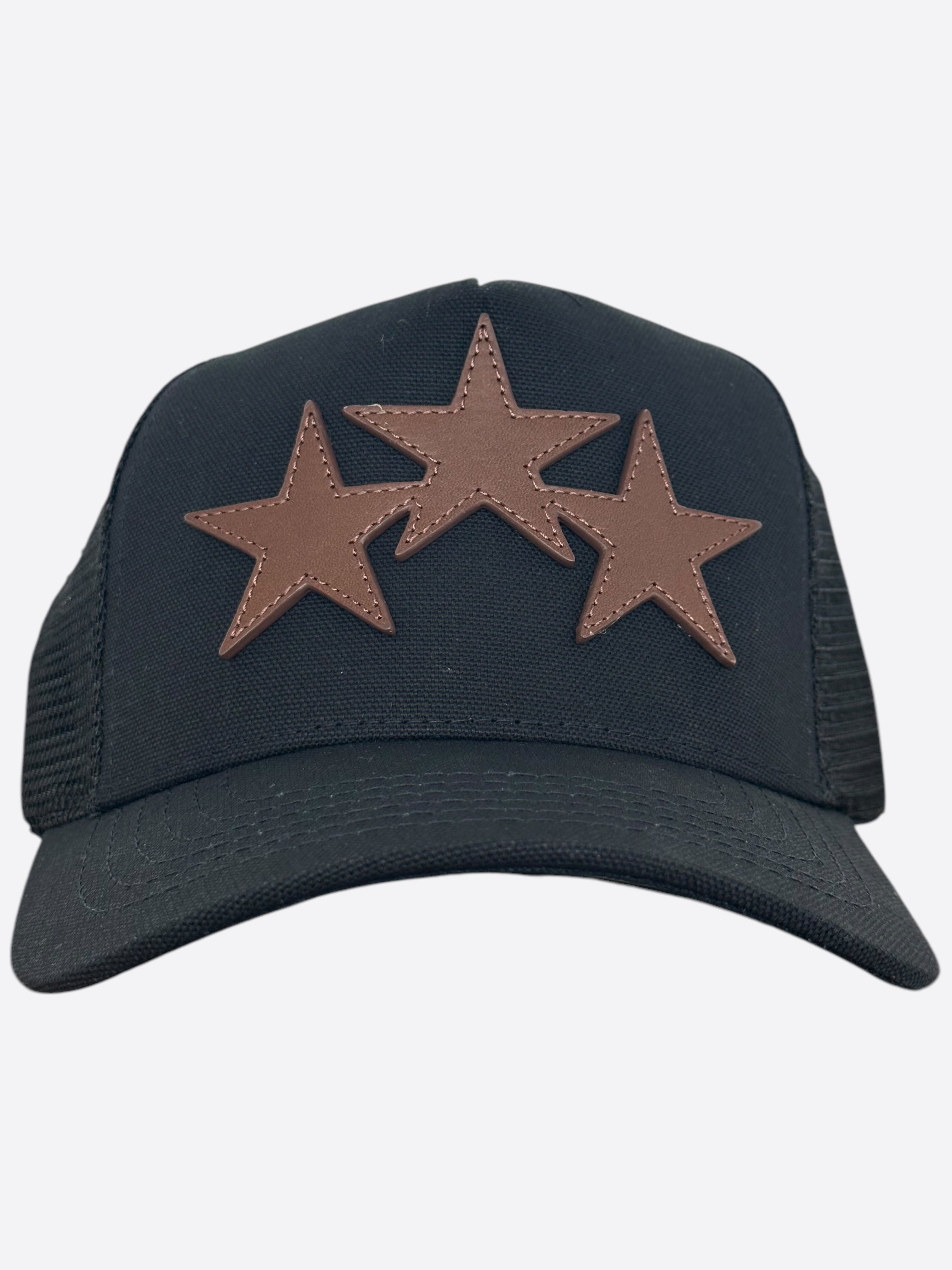 Amiri Black & Brown Triple Star Trucker Hat - Stylish Baseball Cap for Men & Women - Perfect for Outdoor Activities, Concerts & Streetwear Fashion