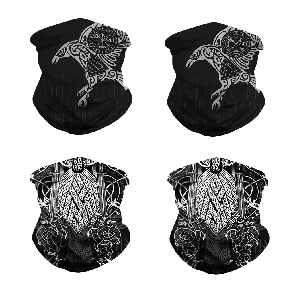 KIDVOVOU 4-Pack Bandana Face Mask Neck Gaiter Scarf Headbands Balaclava - Windproof Seamless Face Cover for Women & Men - Perfect for Outdoor Sports, Hiking, Cycling, and Winter Protection