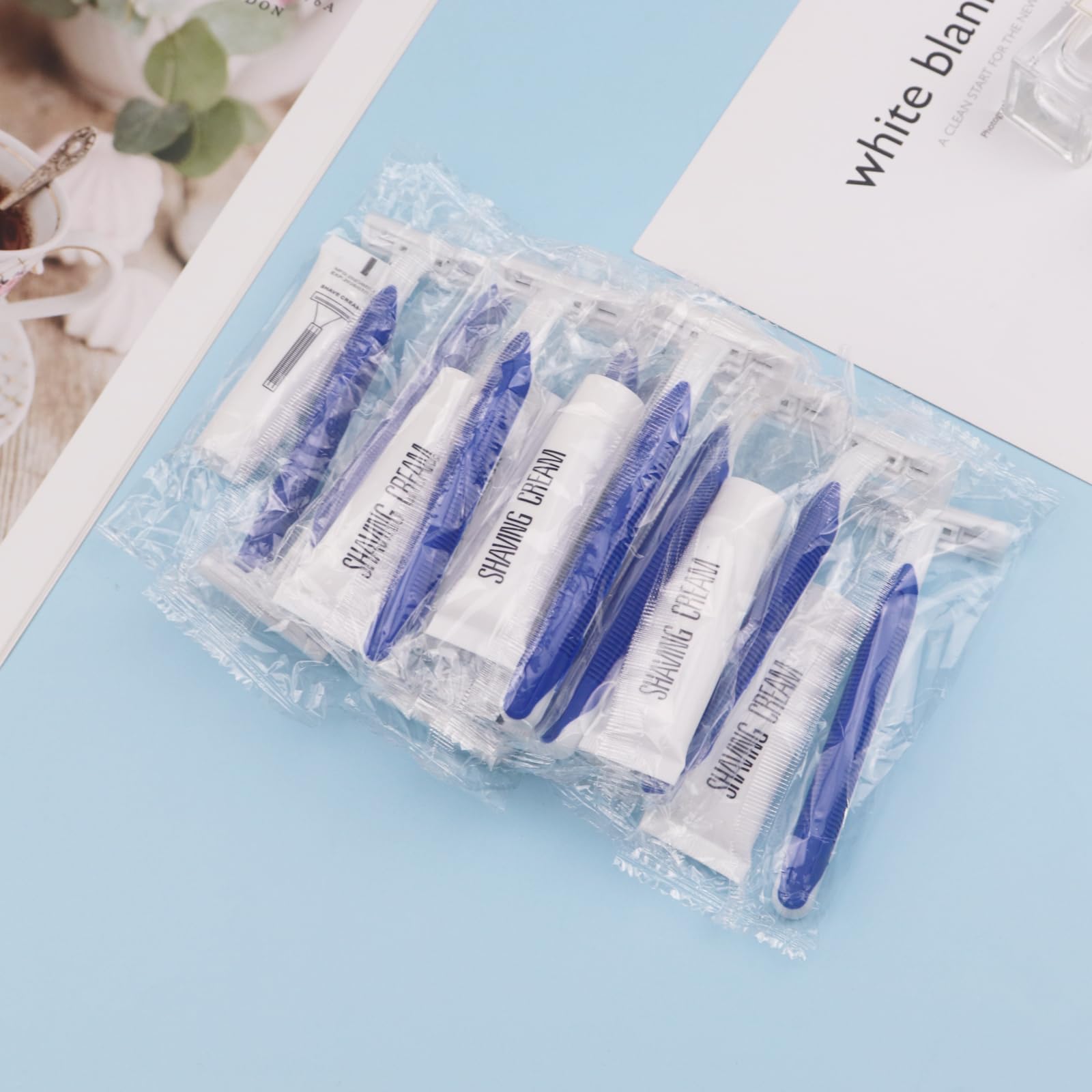 60 Pack Bulk Disposable Razors - Twin Blade Shaving Razors with Clear Cap & 10g Shaving Cream - Individually Wrapped for Hygiene - Perfect for Travel, Hotels, Shelters & Charity Donations - Smooth Shaving Solution for Men & Women