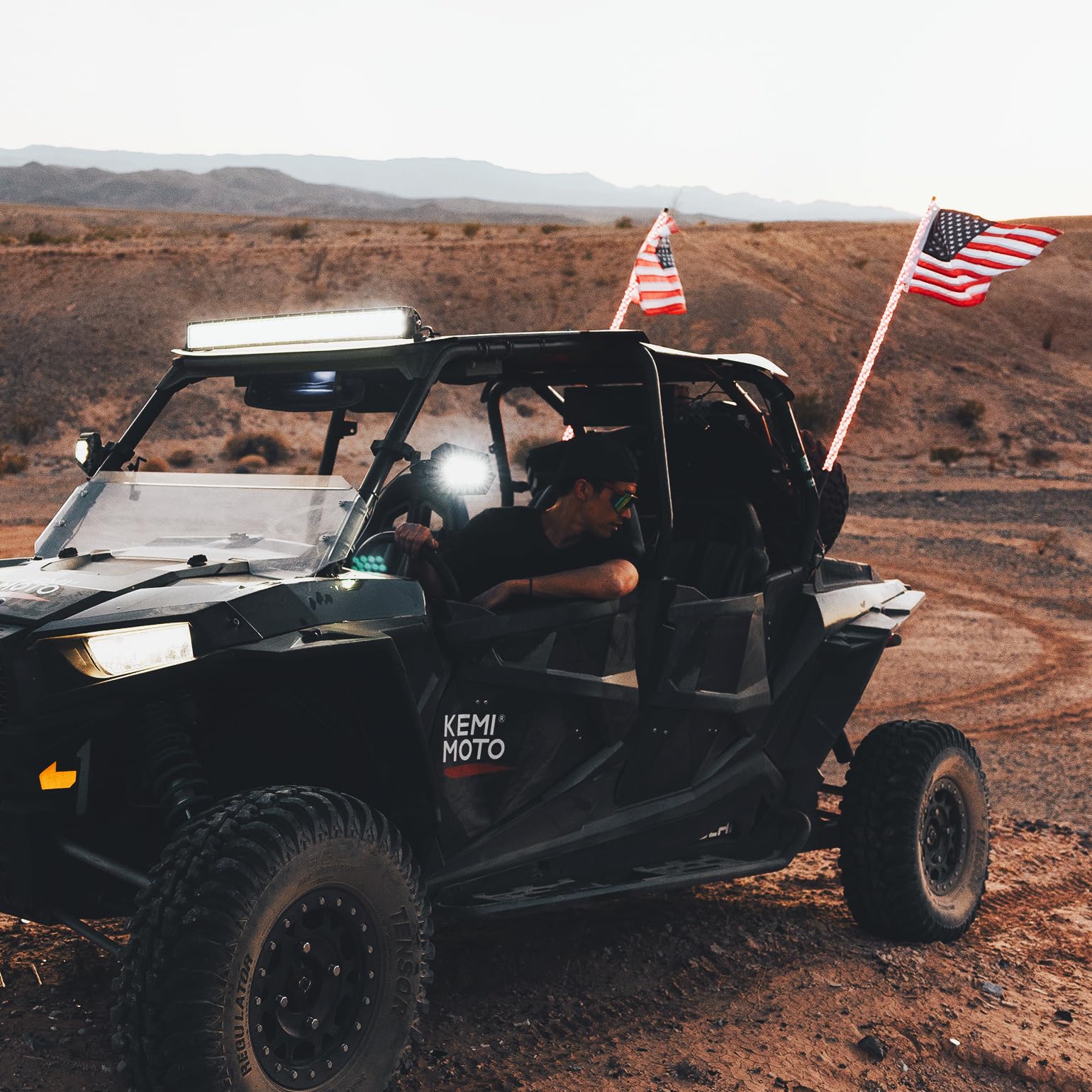 KEMIMOTO 2pc 3ft Spiral Whip Lights for UTV ATV - LED Offroad Whip Lights with RF Remote Control for Polaris RZR, Can-Am Maverick X3, Sportsman - Perfect for Night Riding, Offroad Adventures & Boat Parties