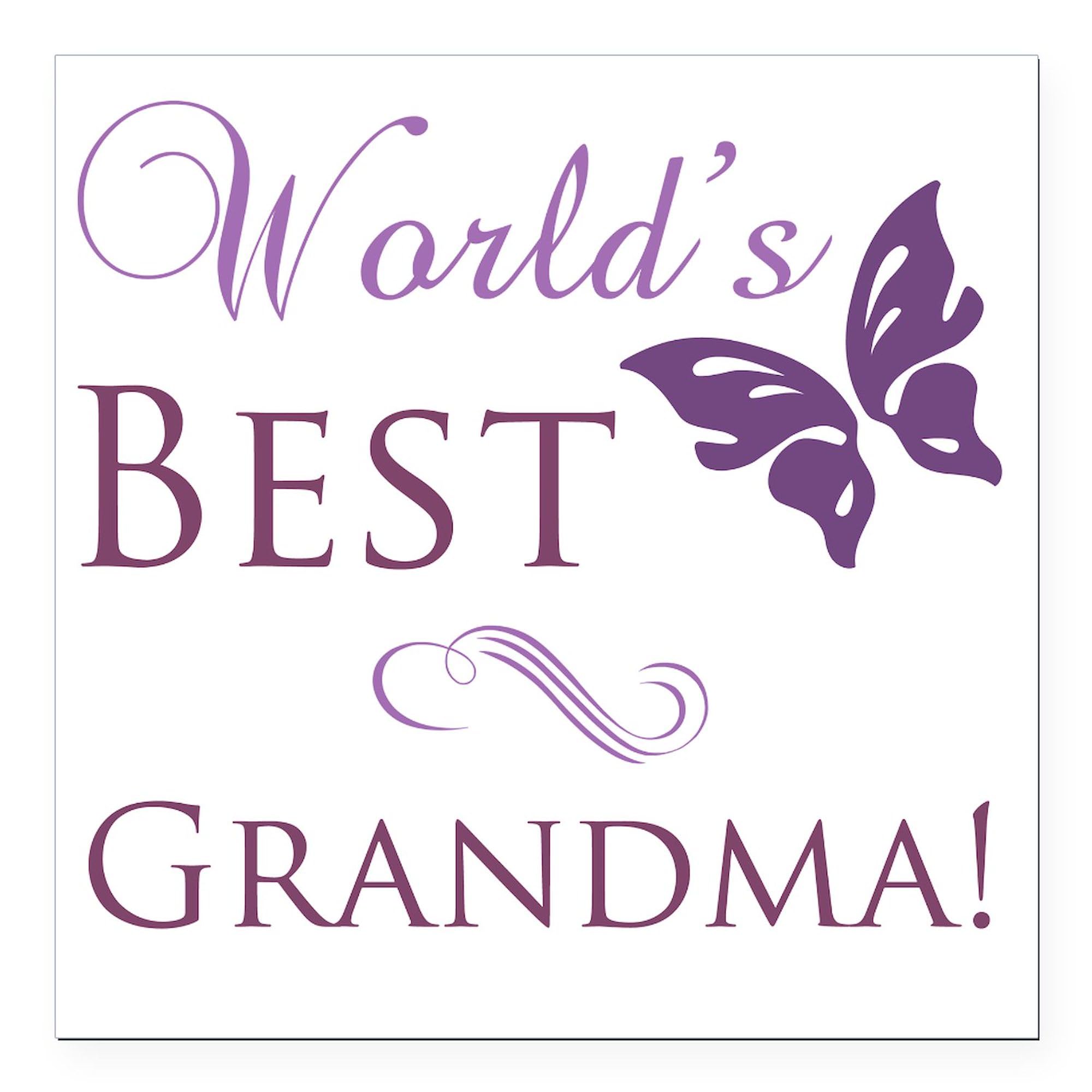 Butterfly Grandma Square Car Magnet 3x3 Inch - Colorful Magnetic Bumper Display for Cars, Trucks & Vehicles - Perfect for Family, Grandparents Day & Personal Expression