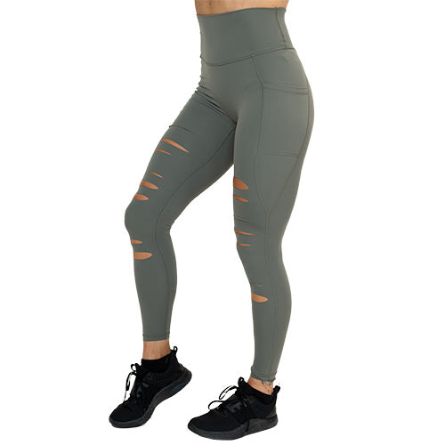 Tear It Up 2.0 High-Waisted Yoga Leggings | Dried Sage Color | Perfect for Workouts, Running & Lounge Wear