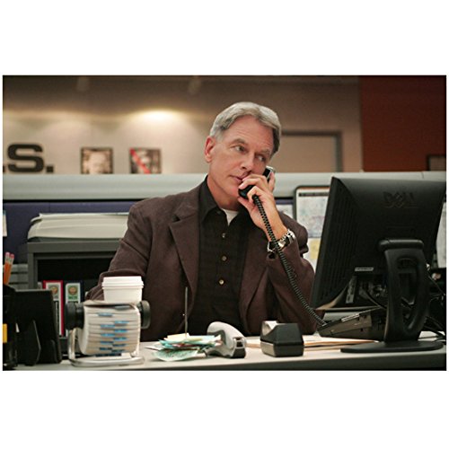 8x10 Inch NCIS Photo - Mark Harmon Multitasking at Desk on Phone & Computer - Perfect for Office Decor, Fan Gifts, and TV Show Memorabilia