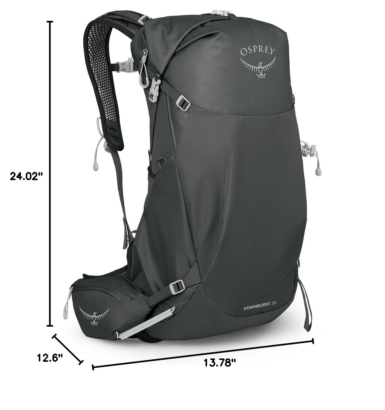 Osprey Downburst 26L Men's Hiking Backpack - Lightweight Water-Resistant Daypack for Outdoor Adventures, Travel & Commuting - Dark Charcoal