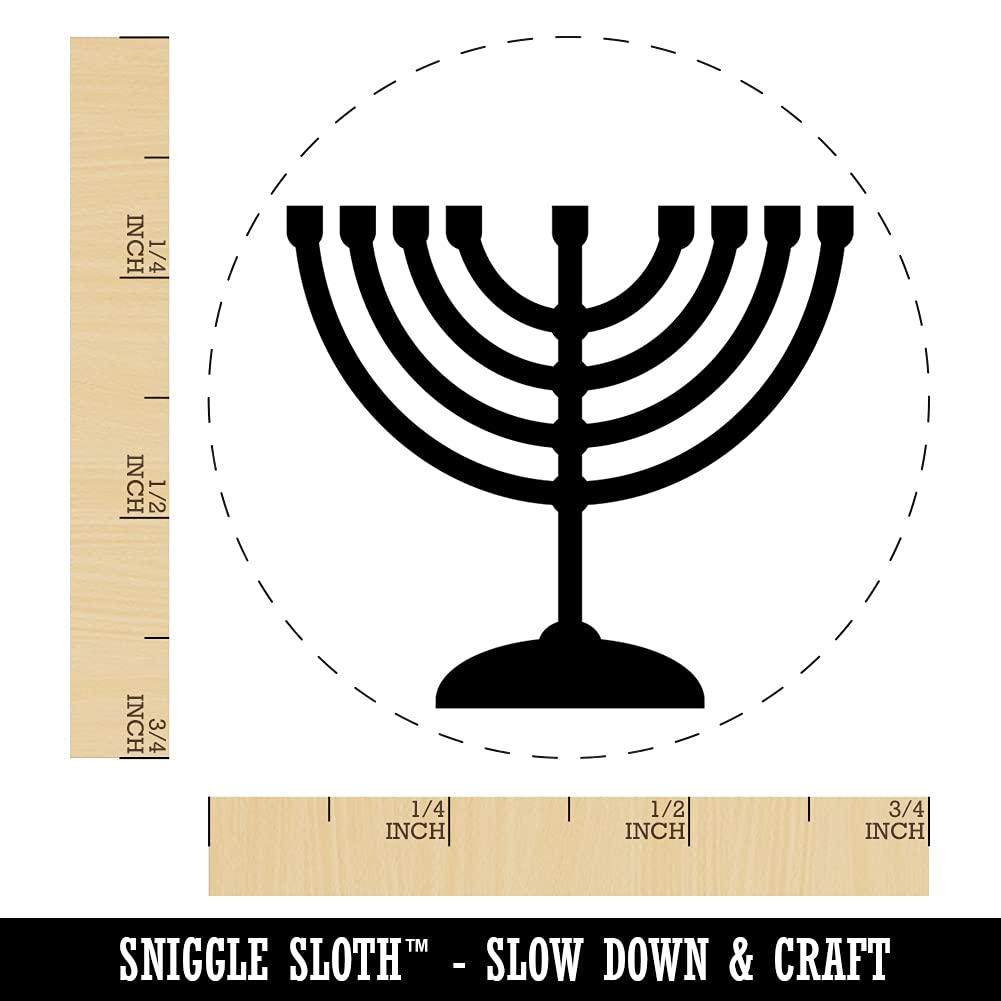 Hanukkah Menorah Self-Inking Rubber Stamp - 3/4 Inch Small Blue Ink Stamper for Crafts, Scrapbooking & Holiday Cards - Perfect for DIY Projects, Gift Wrapping & Jewish Holiday Decorations