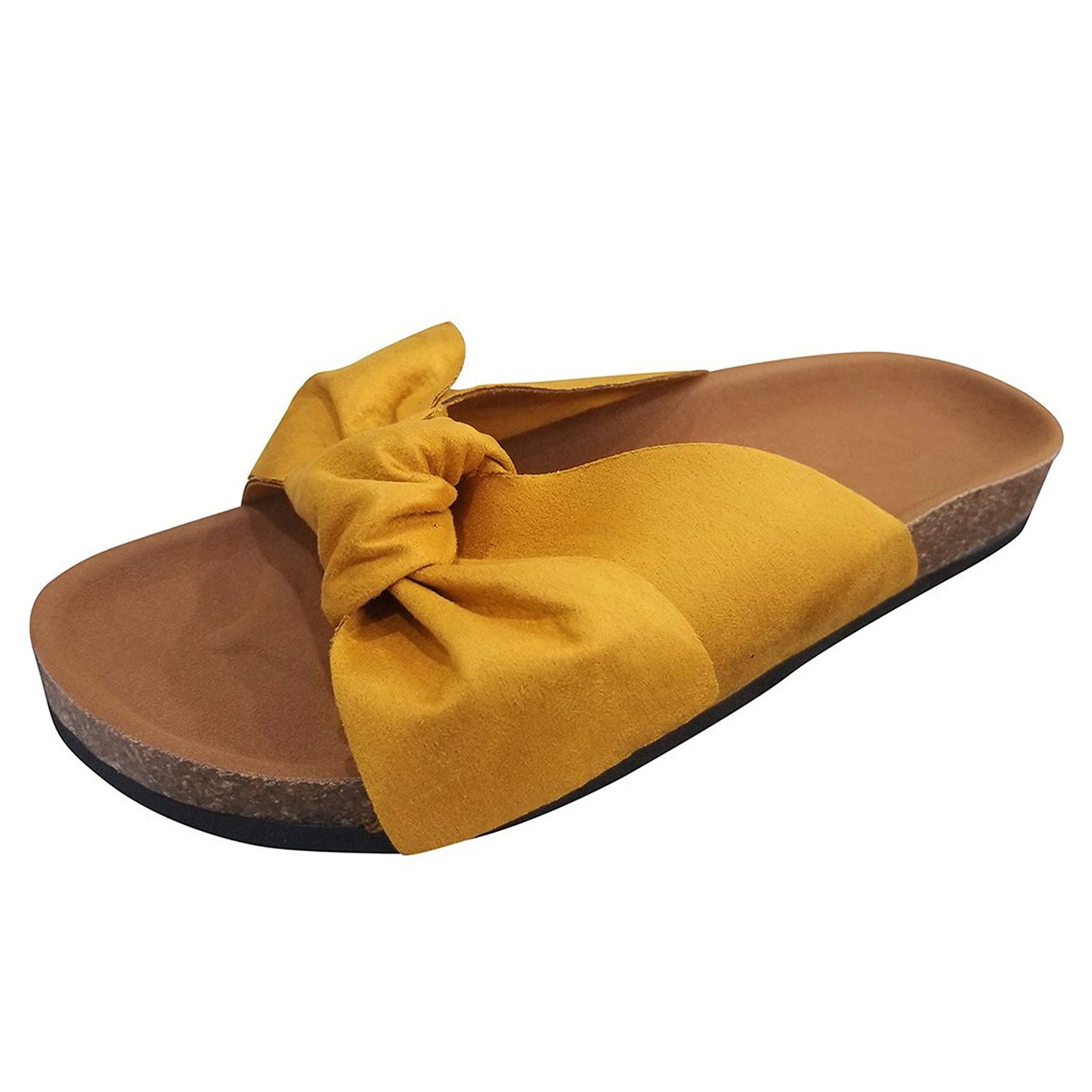 Women's Flat Heel Bow Tie Sandals - Comfortable Thick Sole Beach Slippers for Summer, Casual Wear & Vacation Outfits