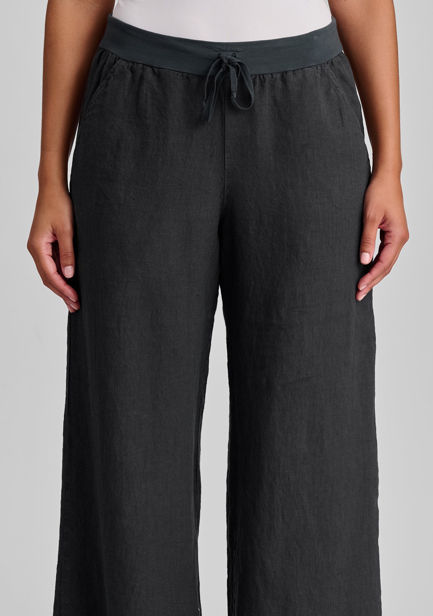 Linen Drawstring Pants for Women - Comfortable Flat Iron Pants with Elastic Waist - Casual Summer Lounge Pants for Travel, Yoga, and Home Wear
